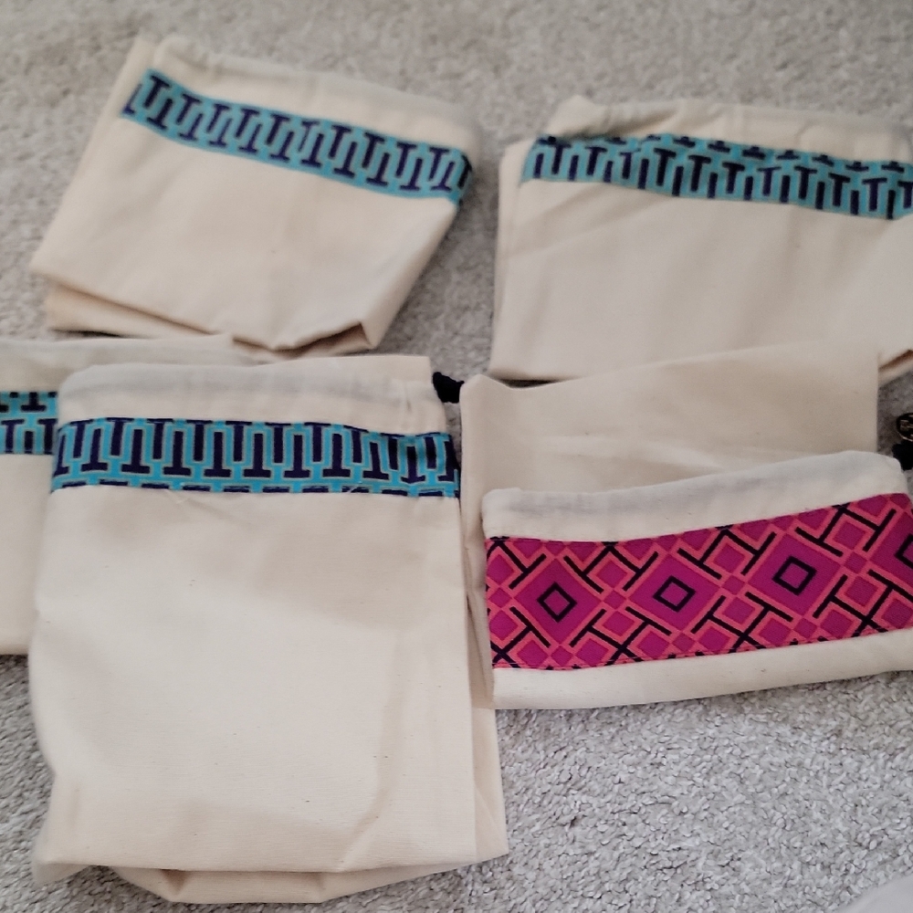 Tory Burch Cream and Pink Patterned Pouch